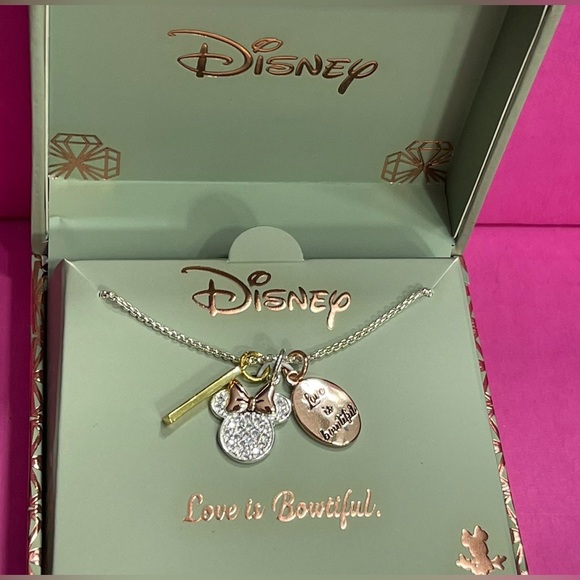 Disney - Minnie Mouse “ Life is Bowtiful” Charm tri-color Necklace (NIB) - Picture 3 of 4